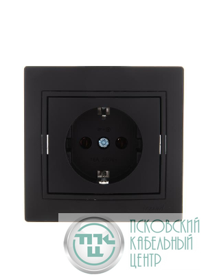 Розетка 1-м СП Mira с заземл. керамика черн. бархат LEZARD 701-4242-122