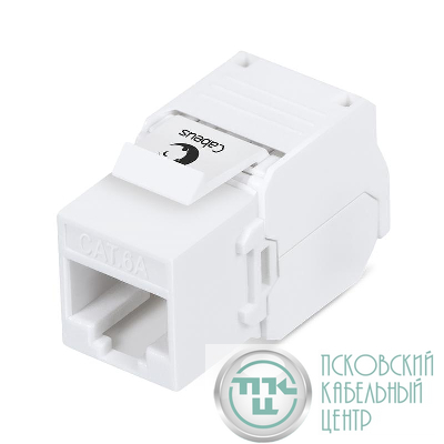 Вставка Keystone Jack RJ45 (8P8C) кат.6A KJ-RJ45-Cat.6A-180-Toolless 180град. без инструмента Toolless бел. Cabeus 7964c