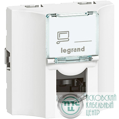 Розетка компьютерная проходная СП 2мод. Mosaic RJ45 кат.6A STP бел. Leg 078628