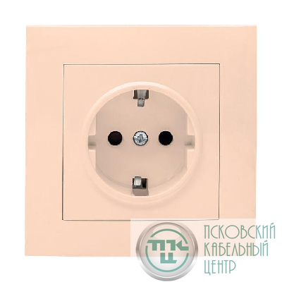 Розетка 1-м СП Валенсия 16А IP20 с заземл. защ. шторки крем. PROxima EKF EWR16-028-20