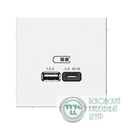 Розетка USB ArtGallery тип A+C 45Вт QC PD высокоскор. ЗУ механизм бел. SE GAL000129