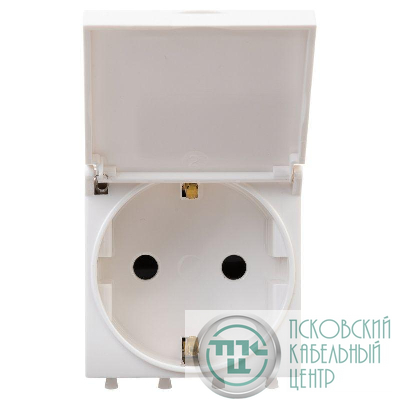 Розетка 1-м 2мод. Avanti "Белое облако" 16А IP41 2P+E защ. шторки с крышкой бел. DKC 4400012