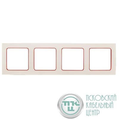 Рамка 4-м Стокгольм бел. с линией цвета красн. PROxima EKF EAM-G-305-10