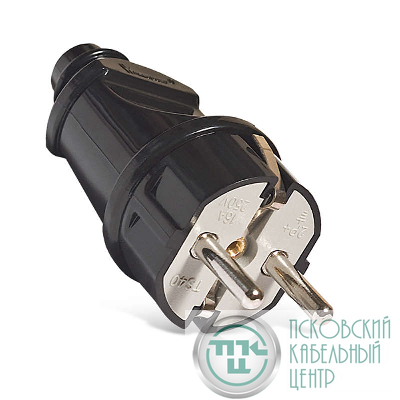 Вилка электрическая прямая 16А 250В с заземл. черн. (еврослот) UNIVersal А1010