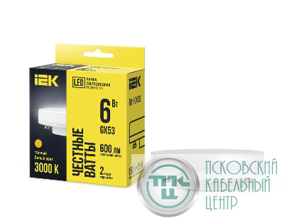Лампа светодиодная T75 таблетка 6Вт 230В 3000К GX53 IEK LLE-T80-6-230-30-GX53