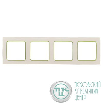 Рамка 4-м Стокгольм бел. с линией цвета зел. PROxima EKF EAM-G-303-10