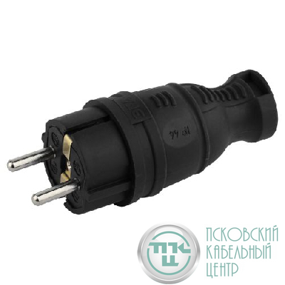 Вилка прямая 16А IP44 с заземл. каучук. черн. V8-B-IP44 Эра Б0044540