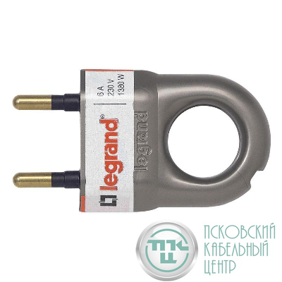 Вилка электрич. каб. Helium 6А прямая с кольцом алюм. Leg 050165