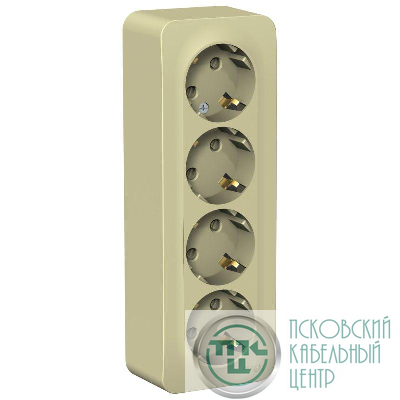 Розетка 4-м ОП Blanca 16А IP20 250В с заземл. защ. шторки с изолир. пластиной беж. SE BLNRA011417
