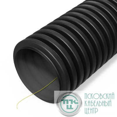 Труба гофрированная двустенная ПНД гибкая d90мм с протяжкой SN12 450 стойкая к УФ черн. (уп.50м) Промрукав PR15.0310
