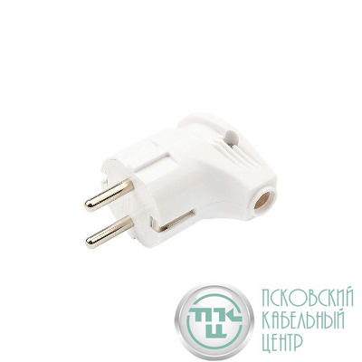 Вилка Евро угловая 16А с заземл. бел. Rexant 16-0728