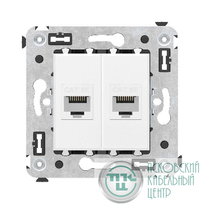 Розетка компьютерная 2-м СП Avanti "Белое облако" RJ45 кат.5E без шторок механизм DKC 4400664