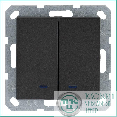Выключатель 2-кл. 10А IP20 с подсветкой механизм антрацит Jasmart G3023NB