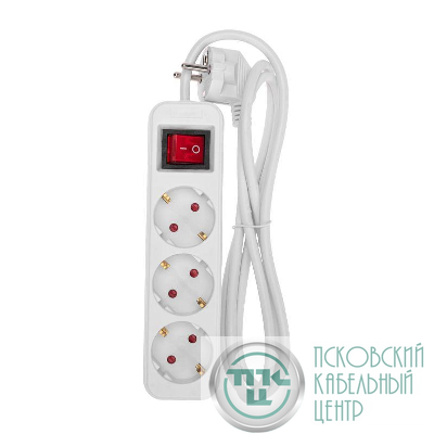 Удлинитель 3х1.5м с заземл. STANDARD 3х1кв.мм с выкл. бел. Rexant 13-4012