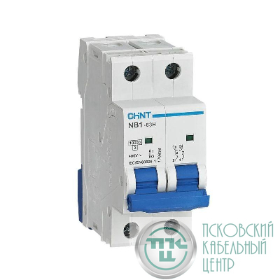 Выключатель автоматический модульный 2п D 50А 10кА NB1-63H (R) CHINT 179848