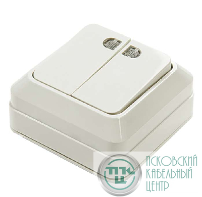 Выключатель 2-кл. ОП Bolleto 10А IP20 7123 накладной с подсветкой бел. ASD / IN HOME 4680005959778