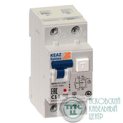 Выключатель автоматический дифференциального тока 2п (1P+N) C 25А 30мА тип A 6кА OptiDin D63 УХЛ4 2мод. КЭАЗ 103509