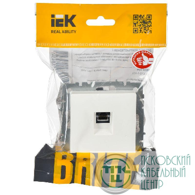Розетка компьютерная СП RJ45 кат.6 BRITE РК11-БрБ механизм бел. IEK BR-K10-2-K01
