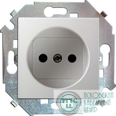 Розетка 1-м СП Simon 15 16А IP20 250В без заземл. защ. шторки винтов. клеммы механизм бел. Simon 1591444-030