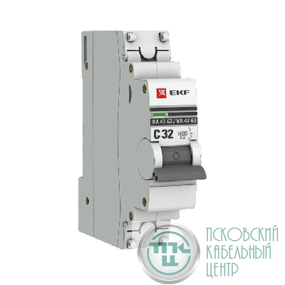 Выключатель автоматический модульный 1п C 32А 6кА ВА 47-63 PROxima EKF mcb4763-6-1-32C-pro