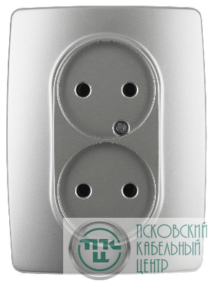 Розетка 2-м СП Эра12 12-2107-03 16А IP20 16AX 250В 2х2P алюм. Эра Б0031240