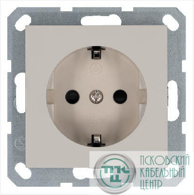 Розетка 1-м Shuko 16А IP20 с заземл. защ. шторки механизм тауп Jasmart G5501T