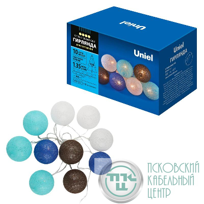 Гирлянда ULD-S0135-010/STB/2AA WARM WHITE IP20 TANGLES-2 "Клубки-2" 2AA (не в/к) 1.35м 10 LED тепл. свет провод прозр. Uniel UL-00008420