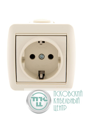Розетка 1-м ОП Nata 16А IP20 с заземл. керамика крем. LEZARD 710-0300-122