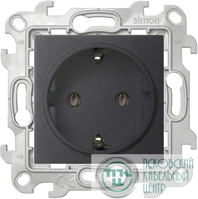 Розетка 1-м СП Simon 24 16А IP20 2P+E Schuko без защ. шторок механизм графит Simon 2450434-038
