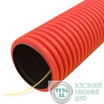 Труба гофрированная двустенная ПНД гибкая d110мм с протяжкой SN12 450 красн. (уп.20м) Промрукав PR15.0241