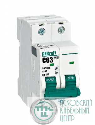 Выключатель автоматический модульный 2п C 63А 6кА ВА-103 DEKraft 12295DEK