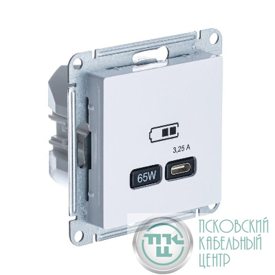 Розетка USB AtlasDesign тип C 65Вт высокоскор. ЗУ QC PD механизм лотос SE ATN001327