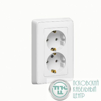 Розетка 2-м СП Cariva 16А IP20 250В 2х2P+E с заземл. немецк. стандарт бел. Leg 773627