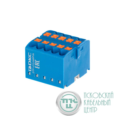 Блок распределительный зажим push-in 10 точек подключения 2.5кв.мм син. DKC DTP1-010-04SPUB