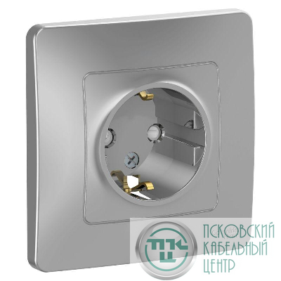 Розетка 1-м СП Blanca 16А IP20 250В с заземл. защ. шторки алюм. SE BLNRS001113