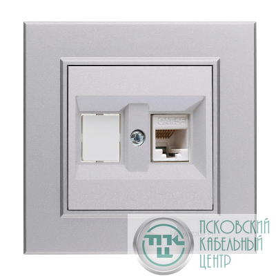 Розетка компьютерная+гнездо СП Karea 16А IP20 CAT 5 сереб. Makel 56065035