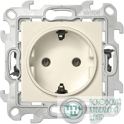 Розетка 1-м СП Simon 24 16А IP20 2P+E Push&Go без защ. шторок механизм сл. кость Simon 2420434-031