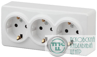 Розетка ОП 11-2209-01 3х2P+E Schuko защ. шторки 16АХ-250В Эксперт бел. ЭРА Б0020703