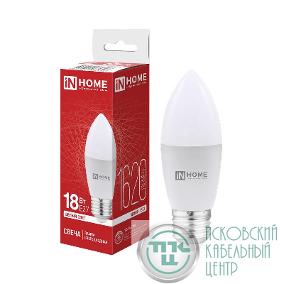 Лампа светодиодная LED-СВЕЧА-VC 18Вт свеча 4000К E27 1620лм 230В IN HOME 4690612065328