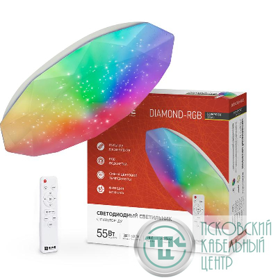 Светильник светодиодный COMFORT DIAMOND-RGB 55Вт 230В 3000-6500К 4400лм 385х75мм с пультом ДУ IN HOME 4690612044576