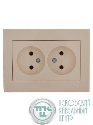 Розетка 2-м СП Rain 16А IP20 без заземл. керамика крем. LEZARD 703-0303-128