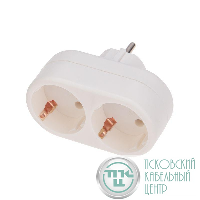 Двойник электрический 16 А с заземл. бел. Rexant 11-1075