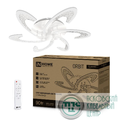 Светильник светодиодный ELEGANT ORBIT 90Вт 3000-6500К 7000лм 230В 725х635х90мм с пультом ДУ бел. IN HOME 4690612051567