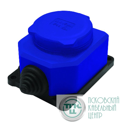 Розетка настенная 1-м 1ф "КОМПАКТ" с загл IP44 16А каучук синий UNIVersal 3047