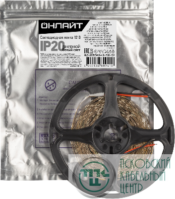 Лента светодиодная 80 941 OLS-2835CW60-4.8-IP20-12V (уп.5м) ОНЛАЙТ 80941