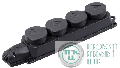 Колодка удлинителя 4-м IP44 Омега РБ34-1-0м с защ. крышкой каучук IEK PKR64-016-2-K02