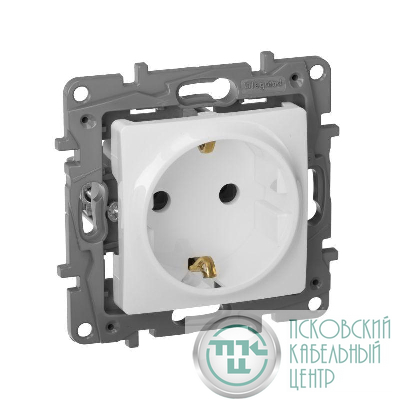 Розетка 1-м СП Etika 16А IP20 250В 2P+E с заземл. немецк. стандарт винтов. клеммы механизм бел. IEK 672221