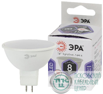 Лампа светодиодная LED MR16-8W-860-GU5.3 MR16 8Вт софит GU5.3 холод. бел. ЭРА Б0049071