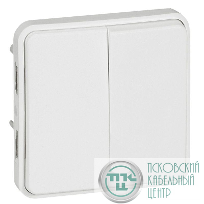 Переключатель проходной 2-кл. СП Plexo 10А IP55 250В 10AX антибактер. покрытие механизм бел. Leg 070726