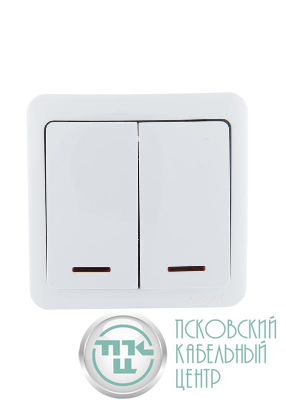 Выключатель 2-кл. 1п ОП Viola 10А IP20 с подсветкой бел. LEZARD 751-0200-112